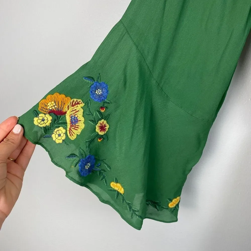 Farm Rio Jessalyn Embroidered Floral Belted Dress Green - Picture 11 of 12